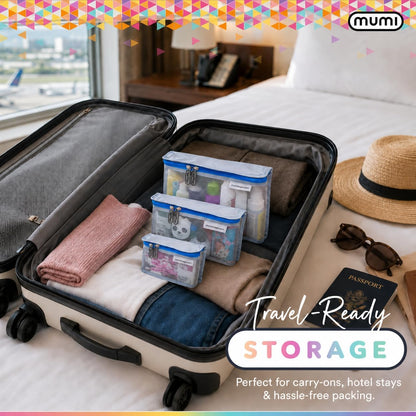 Travel Toiletry Bag Set of 3 – Clear TSA Approved Toiletry Bags for Women – Reusable Water-Resistant Makeup Organizer Pouches for Skincare, Cosmetics, Travel Accessories, Airport Packing - Aqua