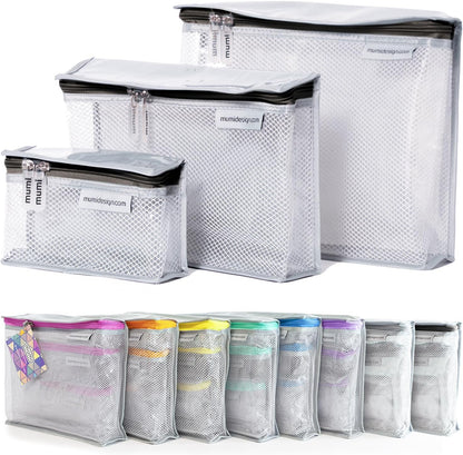 Travel Toiletry Bag Set of 3 – Clear TSA Approved Toiletry Bags for Women – Reusable Water-Resistant Makeup Organizer Pouches for Skincare, Cosmetics, Travel Accessories, Airport Packing - Aqua