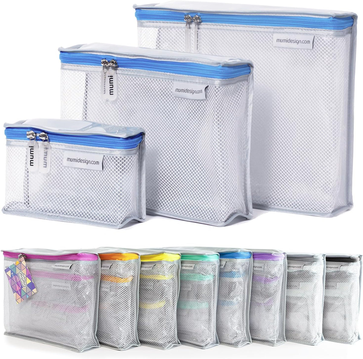 Travel Toiletry Bag Set of 3 – Clear TSA Approved Toiletry Bags for Women – Reusable Water-Resistant Makeup Organizer Pouches for Skincare, Cosmetics, Travel Accessories, Airport Packing - Aqua
