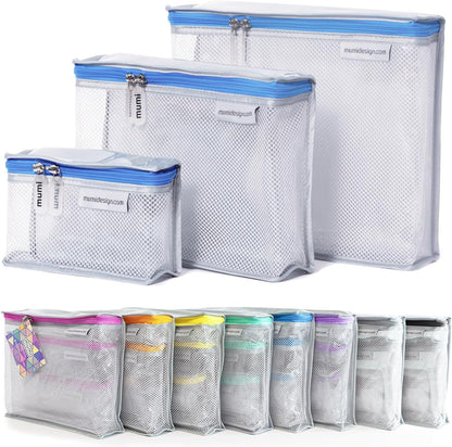Travel Toiletry Bag Set of 3 – Clear TSA Approved Toiletry Bags for Women – Reusable Water-Resistant Makeup Organizer Pouches for Skincare, Cosmetics, Travel Accessories, Airport Packing - Aqua