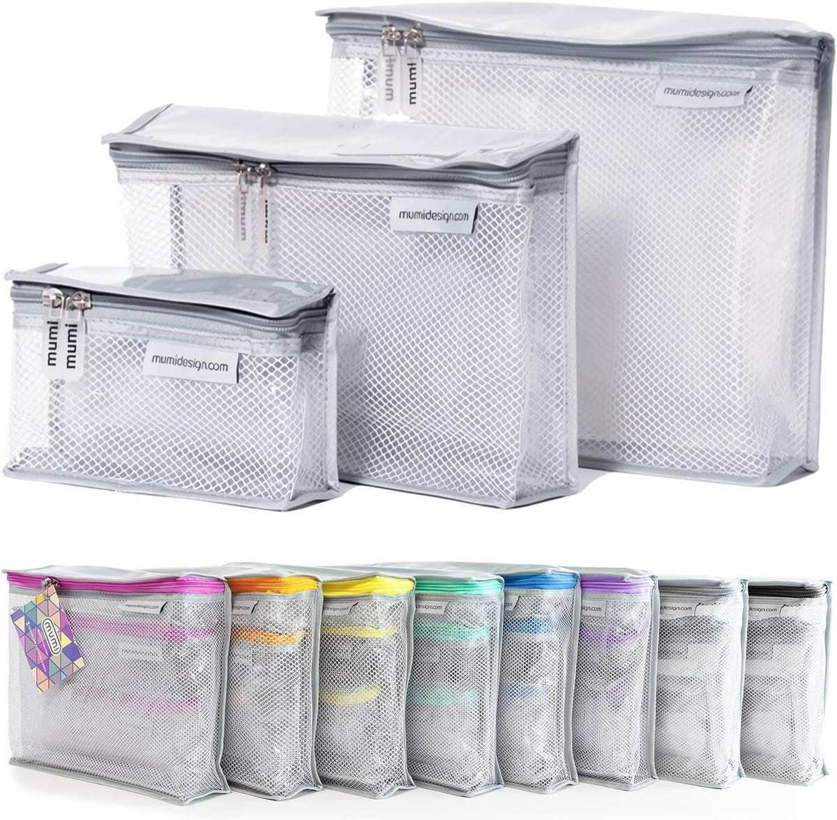 Travel Toiletry Bag Set of 3 – Clear TSA Approved Toiletry Bags for Women – Reusable Water-Resistant Makeup Organizer Pouches for Skincare, Cosmetics, Travel Accessories, Airport Packing - Aqua