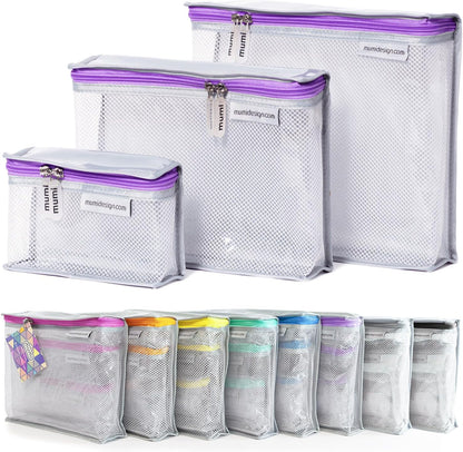 Travel Toiletry Bag Set of 3 – Clear TSA Approved Toiletry Bags for Women – Reusable Water-Resistant Makeup Organizer Pouches for Skincare, Cosmetics, Travel Accessories, Airport Packing - Aqua