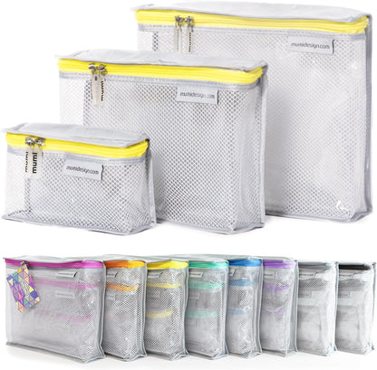 Travel Toiletry Bag Set of 3 – Clear TSA Approved Toiletry Bags for Women – Reusable Water-Resistant Makeup Organizer Pouches for Skincare, Cosmetics, Travel Accessories, Airport Packing - Aqua