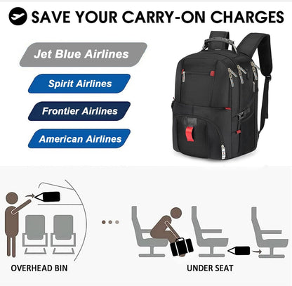 17x13x8 Inches Laptop College Travel Backpacks for Men Women, Under-Seat Backpack for JetBlue, Spirit, Frontier(Black)