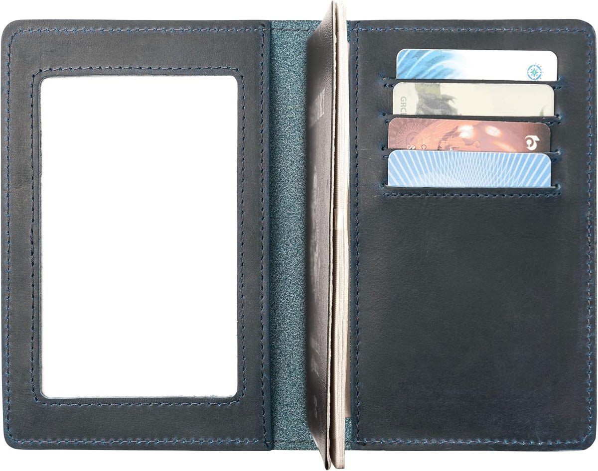 Genuine Leather Passport and Vaccine Card Holder Combo, RFID Blocking, Coffee, Unisex
