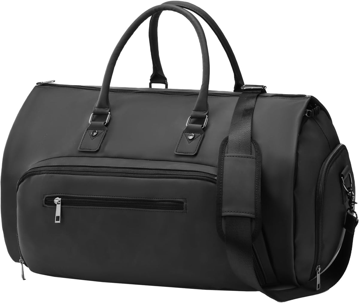 Travel Garment Bag for Men Women, Large, Black | Convertible Carry On, Garment Duffel Bag, 3 in 1, Hanging Suitcase