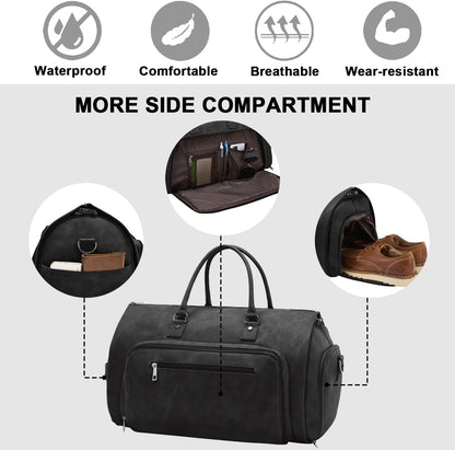 Travel Garment Bag for Men Women, Large, Black | Convertible Carry On, Garment Duffel Bag, 3 in 1, Hanging Suitcase