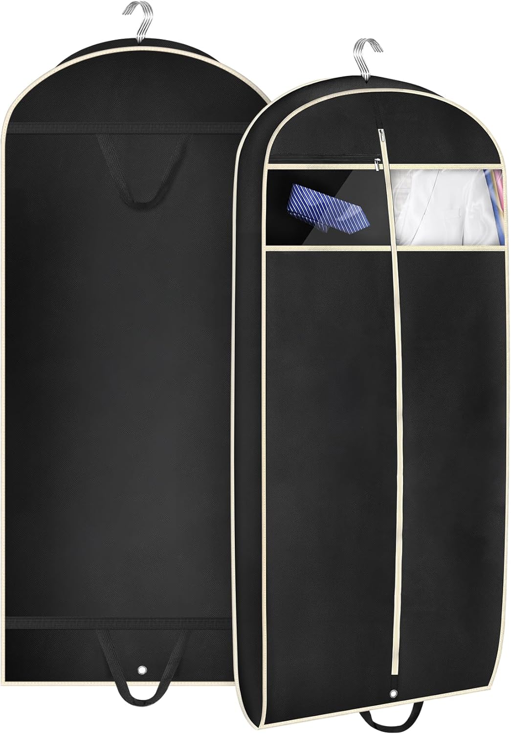 43" Gusseted Travel Garment Bag with Accessories Zipper Pocket Breathable Suit Garment Cover for Shirts Dresses Coats, Black