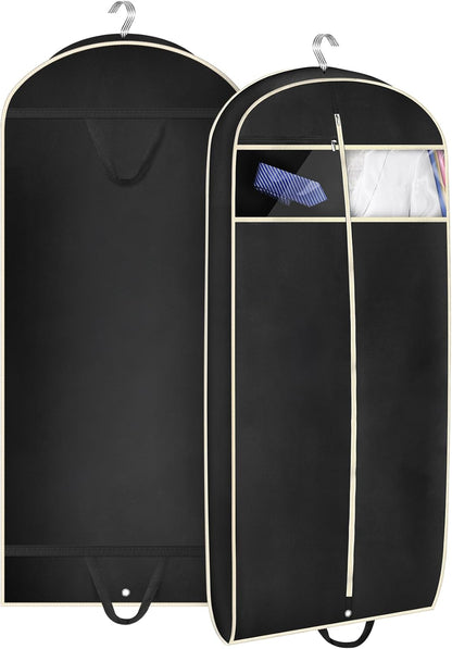43" Gusseted Travel Garment Bag with Accessories Zipper Pocket Breathable Suit Garment Cover for Shirts Dresses Coats, Black