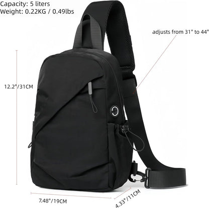 5L Crossbody Sling Bag, 11 Inch Tablet | 600D Water Resistant Urban Lightweight One Shoulder Backpack, Travel, Commuting, Walking, 31 to 44 Inches Adjustable Strap