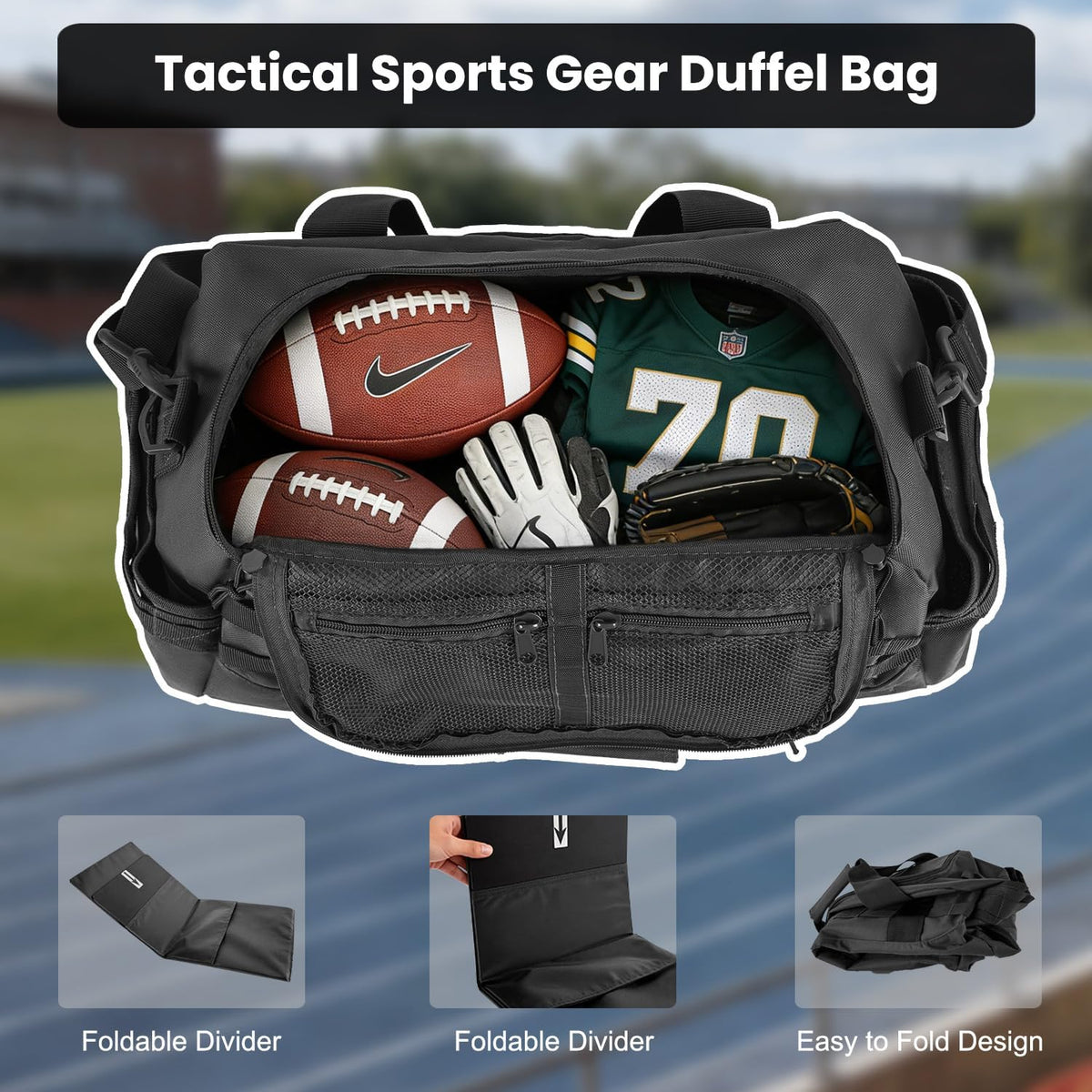 35L Large Duffle Bag, 3-in-1 Tactical Backpack MOLLE Pack for Sports/Gym/Outdoor, Olive Green