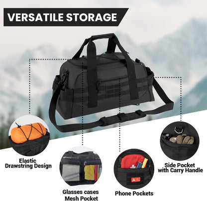 35L Large Duffle Bag, 3-in-1 Tactical Backpack MOLLE Pack for Sports/Gym/Outdoor, Olive Green