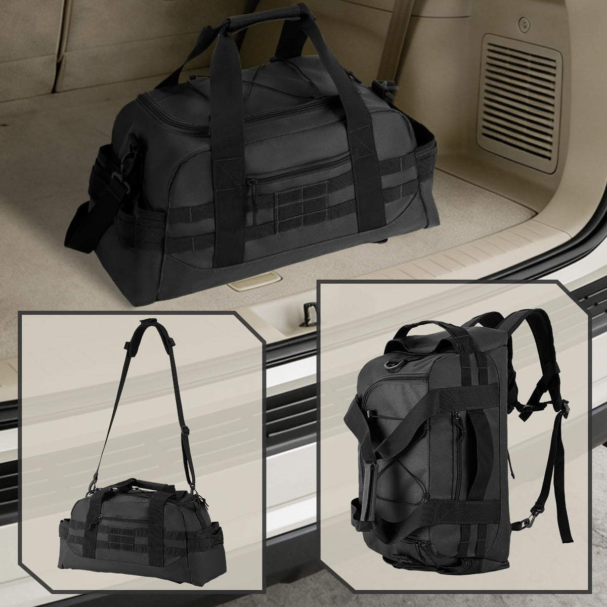 35L Large Duffle Bag, 3-in-1 Tactical Backpack MOLLE Pack for Sports/Gym/Outdoor, Olive Green