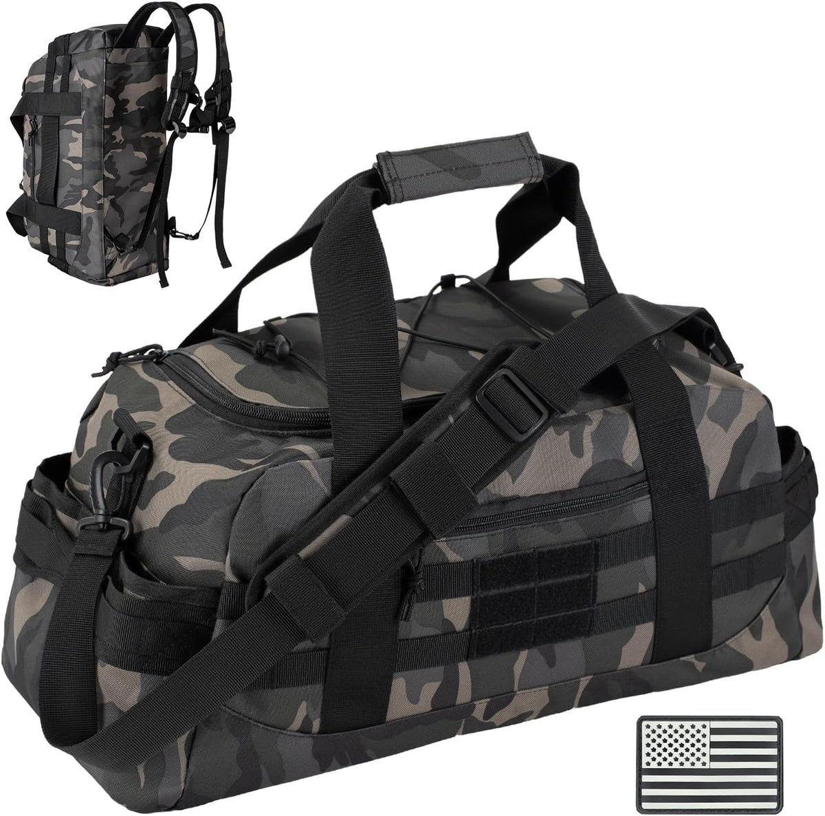 35L Large Duffle Bag, 3-in-1 Tactical Backpack MOLLE Pack for Sports/Gym/Outdoor, Olive Green
