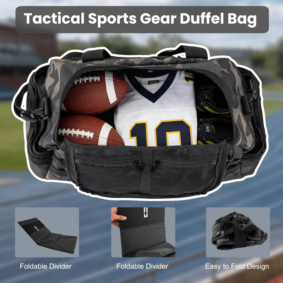35L Large Duffle Bag, 3-in-1 Tactical Backpack MOLLE Pack for Sports/Gym/Outdoor, Olive Green