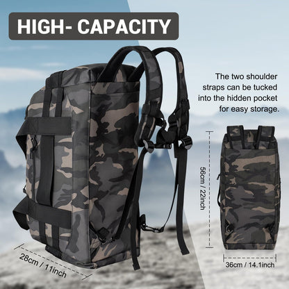 35L Large Duffle Bag, 3-in-1 Tactical Backpack MOLLE Pack for Sports/Gym/Outdoor, Olive Green
