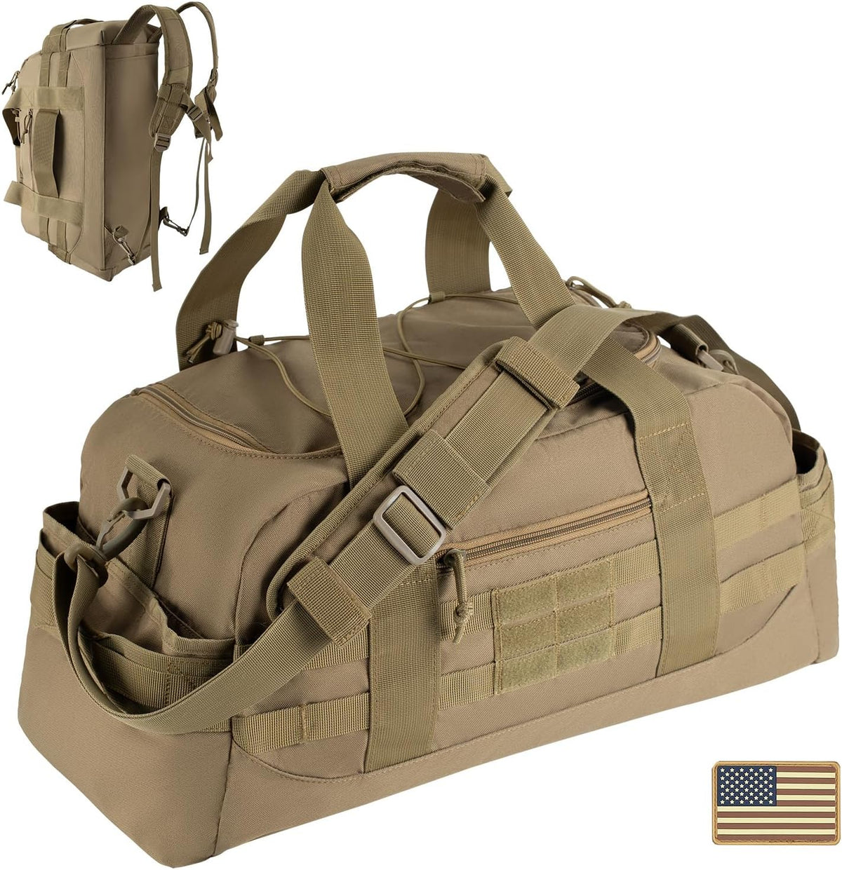 35L Large Duffle Bag, 3-in-1 Tactical Backpack MOLLE Pack for Sports/Gym/Outdoor, Olive Green