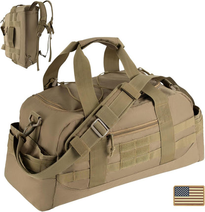 35L Large Duffle Bag, 3-in-1 Tactical Backpack MOLLE Pack for Sports/Gym/Outdoor, Olive Green