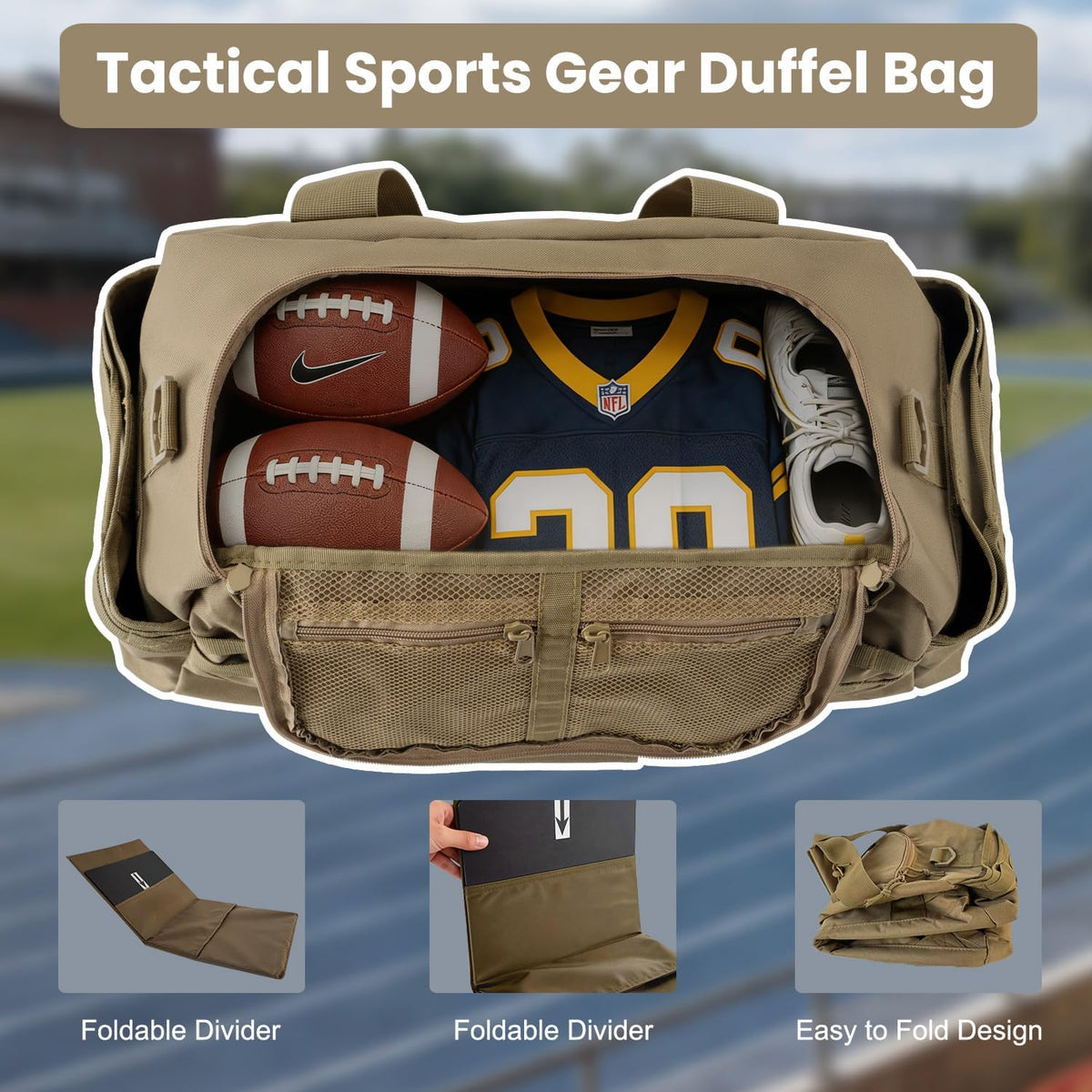 35L Large Duffle Bag, 3-in-1 Tactical Backpack MOLLE Pack for Sports/Gym/Outdoor, Olive Green