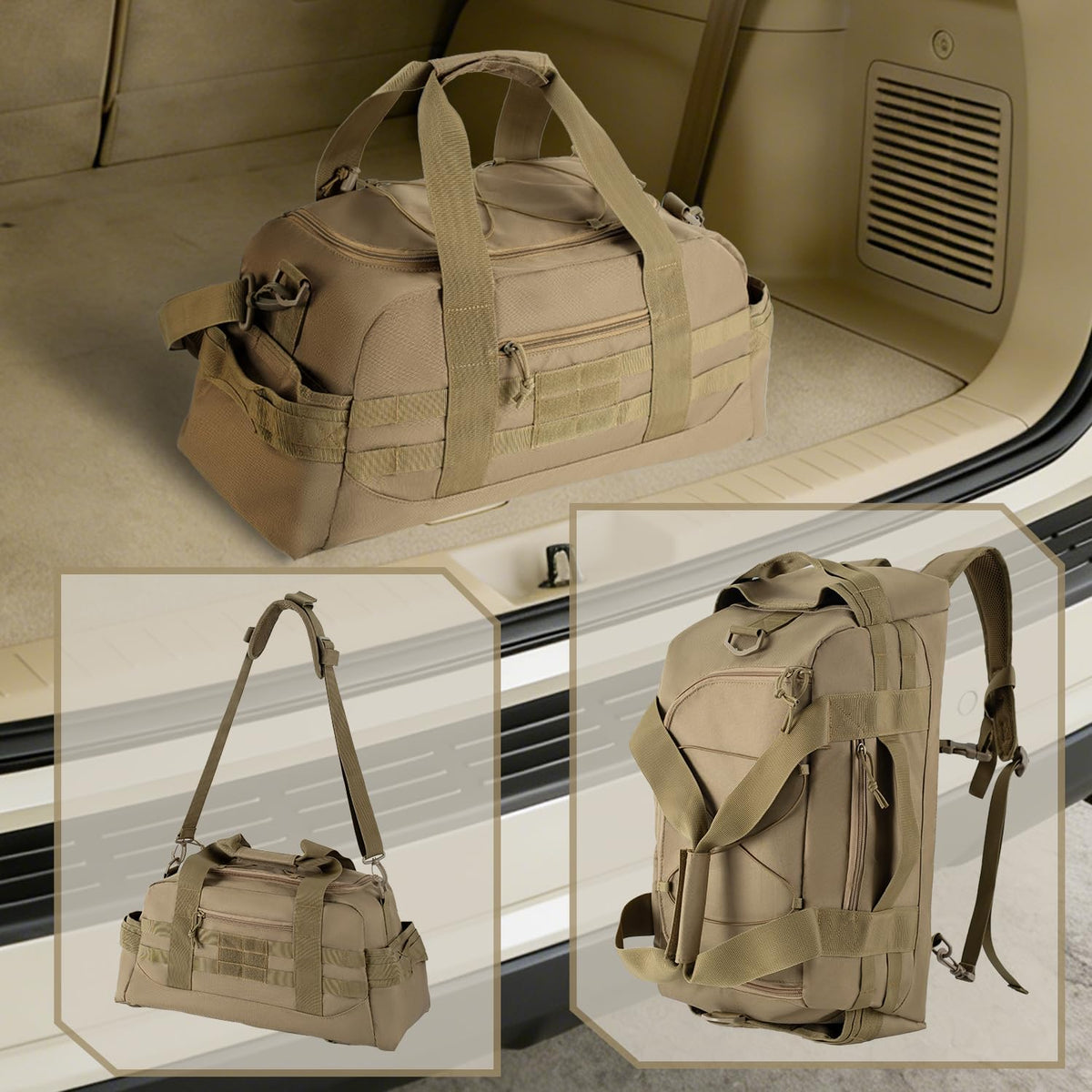 35L Large Duffle Bag, 3-in-1 Tactical Backpack MOLLE Pack for Sports/Gym/Outdoor, Olive Green
