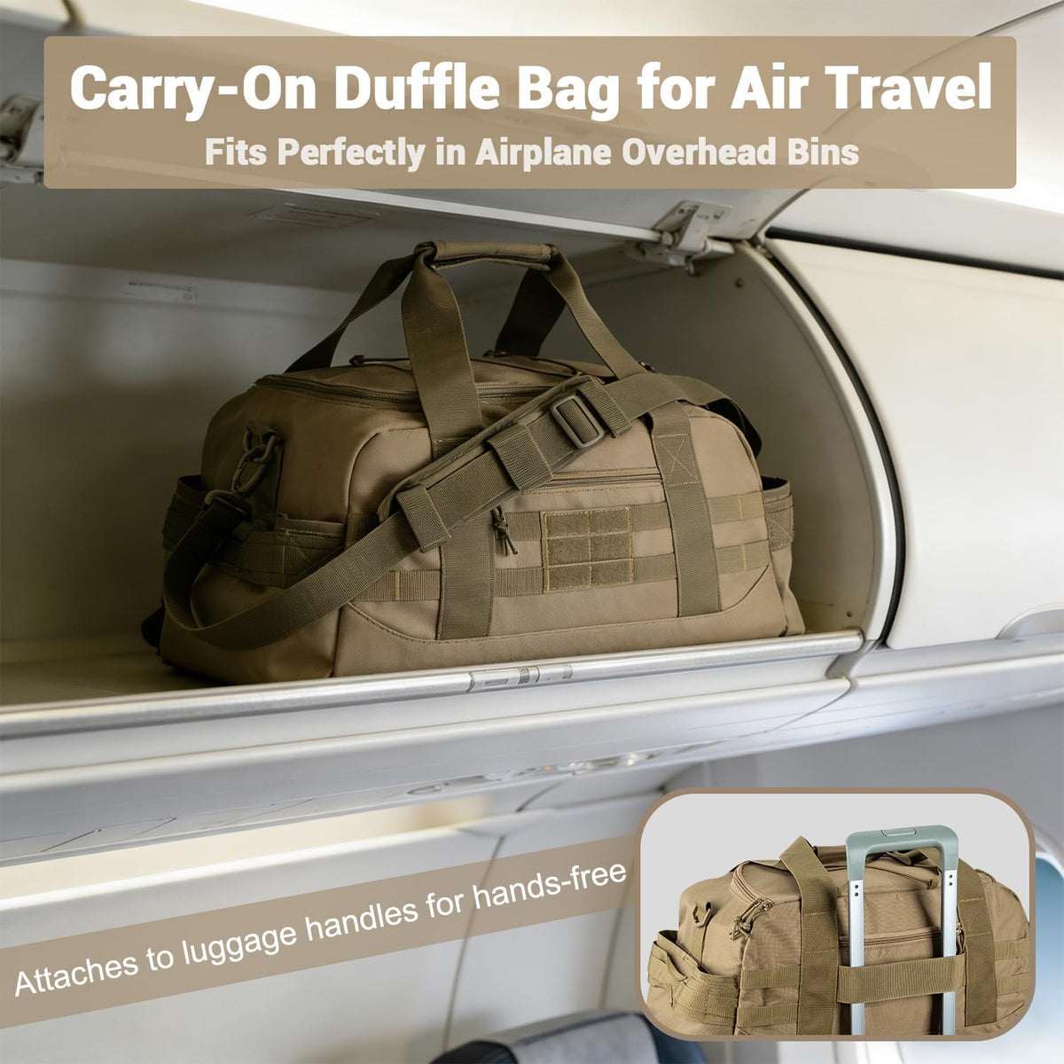 35L Large Duffle Bag, 3-in-1 Tactical Backpack MOLLE Pack for Sports/Gym/Outdoor, Olive Green