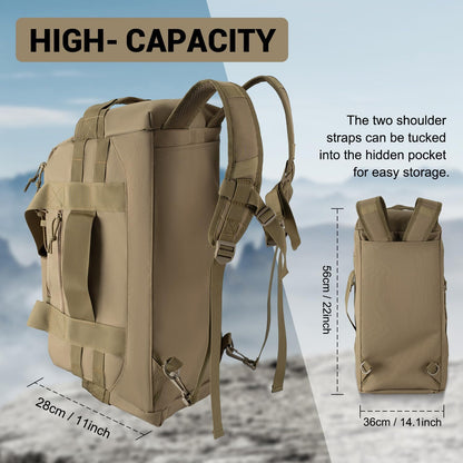 35L Large Duffle Bag, 3-in-1 Tactical Backpack MOLLE Pack for Sports/Gym/Outdoor, Olive Green