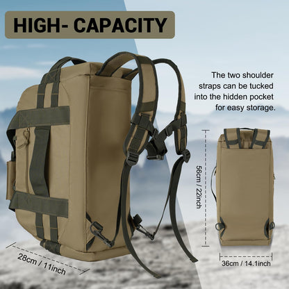35L Large Duffle Bag, 3-in-1 Tactical Backpack MOLLE Pack for Sports/Gym/Outdoor, Olive Green