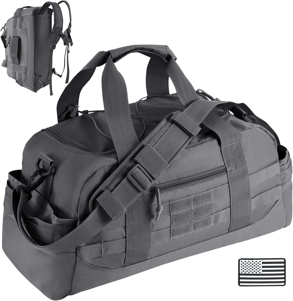 35L Large Duffle Bag, 3-in-1 Tactical Backpack MOLLE Pack for Sports/Gym/Outdoor, Olive Green