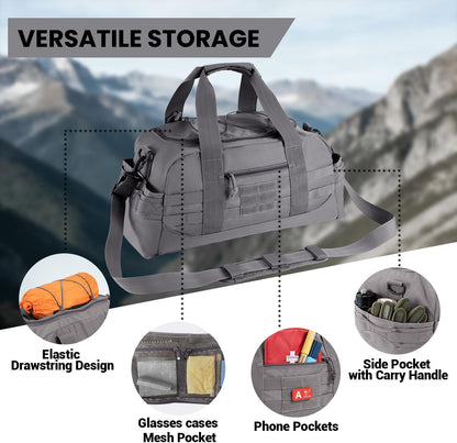 35L Large Duffle Bag, 3-in-1 Tactical Backpack MOLLE Pack for Sports/Gym/Outdoor, Olive Green