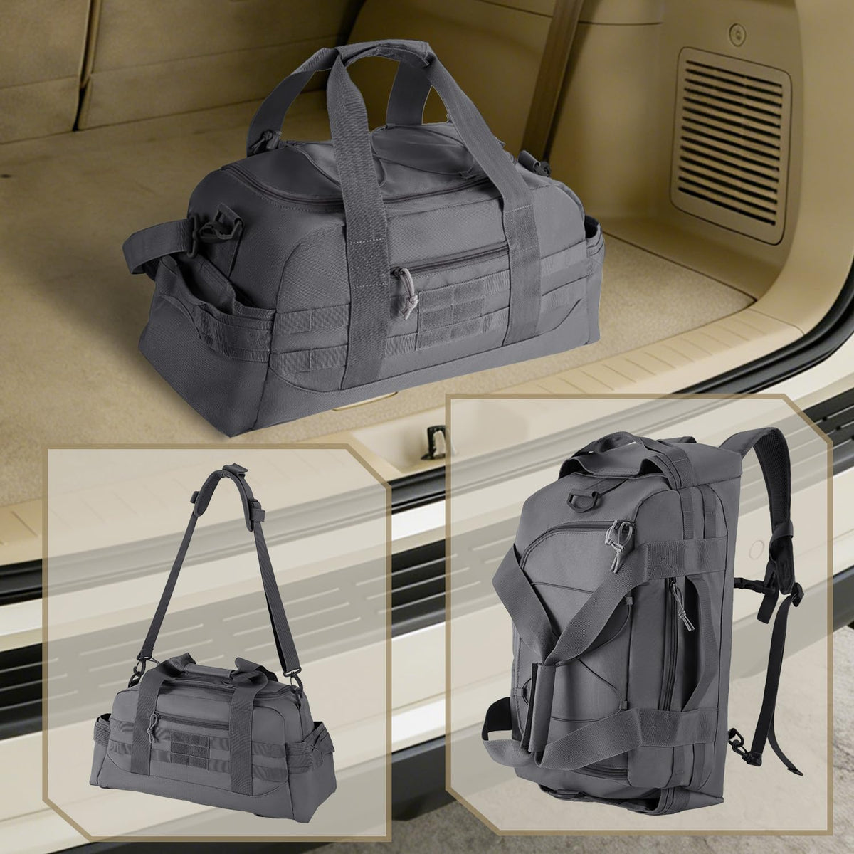 35L Large Duffle Bag, 3-in-1 Tactical Backpack MOLLE Pack for Sports/Gym/Outdoor, Olive Green