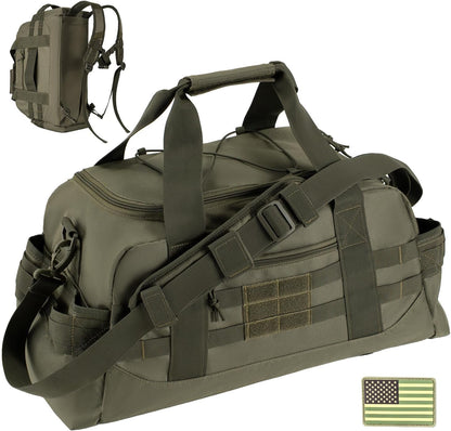 35L Large Duffle Bag, 3-in-1 Tactical Backpack MOLLE Pack for Sports/Gym/Outdoor, Olive Green