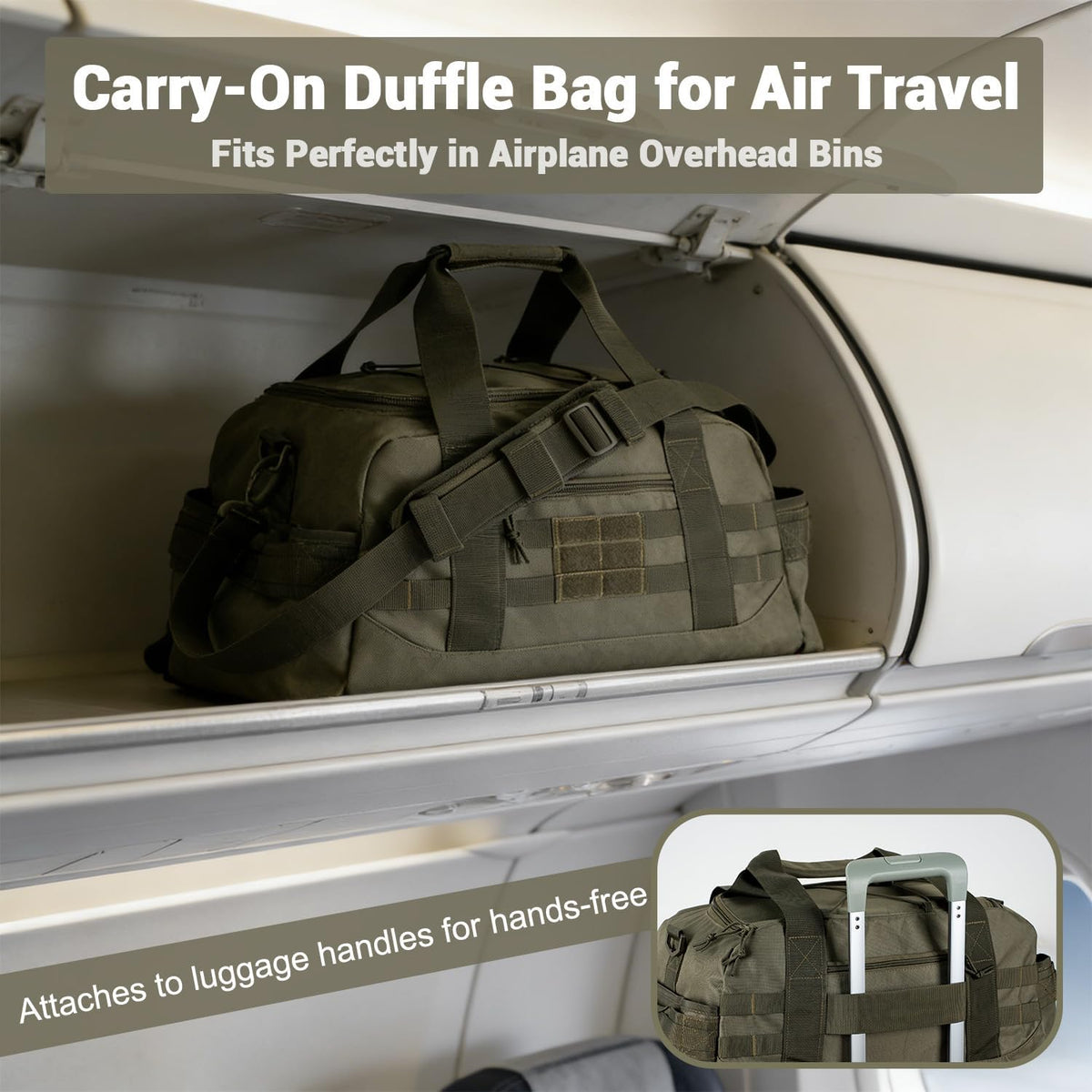 35L Large Duffle Bag, 3-in-1 Tactical Backpack MOLLE Pack for Sports/Gym/Outdoor, Olive Green