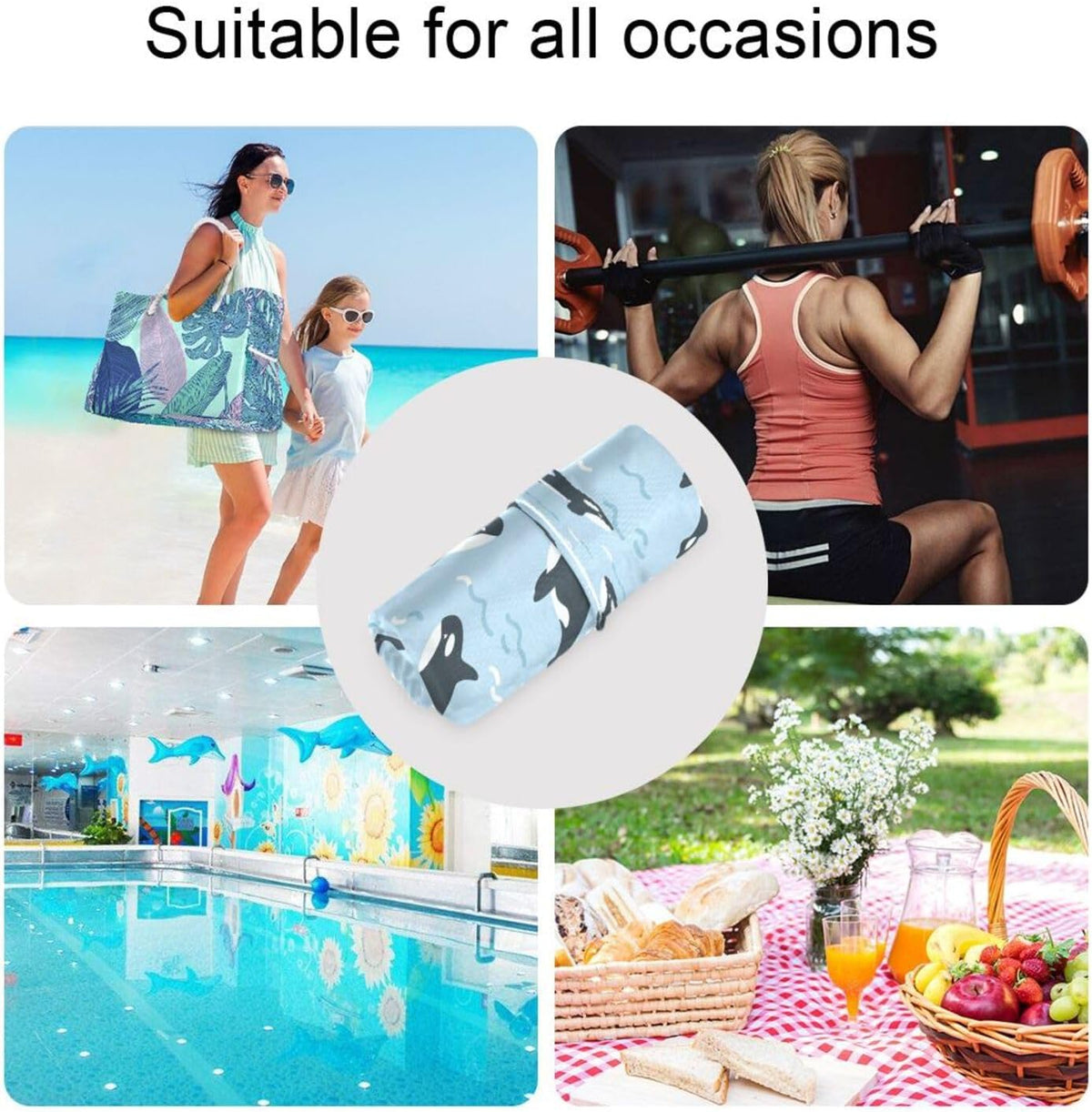 2-Pack Orca Whale Wet Dry Bag for Diapers & Swimsuits - Waterproof Reusable Storage | Leakproof Beach Toiletries & Clothes Pouch
