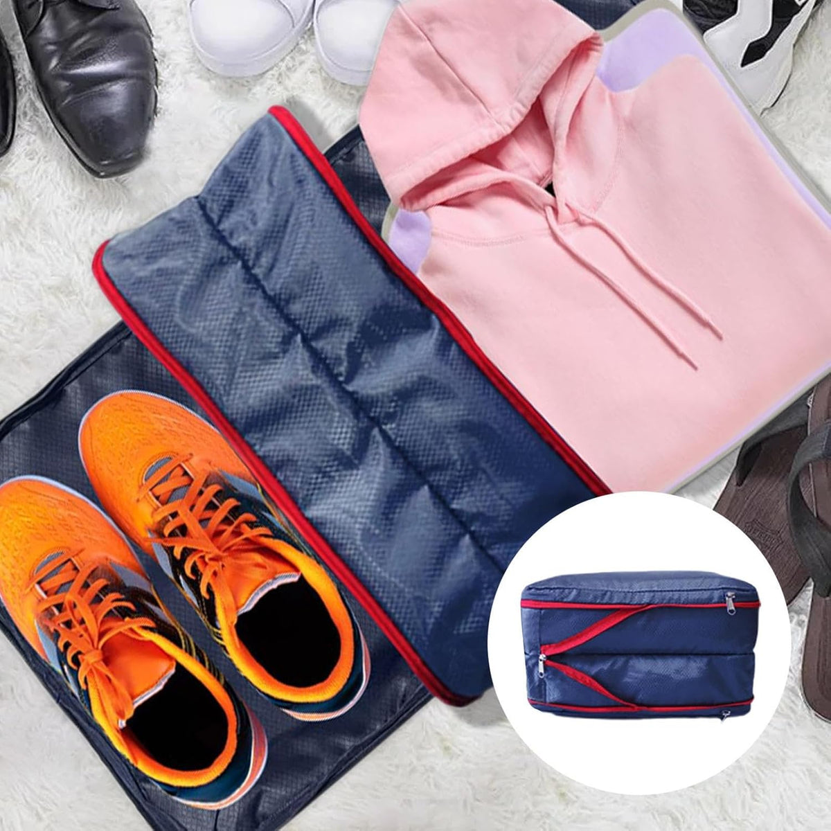 Packing Cubes for Travel,Double-Zone Storage Pouch - Luggage Storage Travel Compression Cube - for Vacation Short Trips Moving Clothes Shoes Toys Dolls