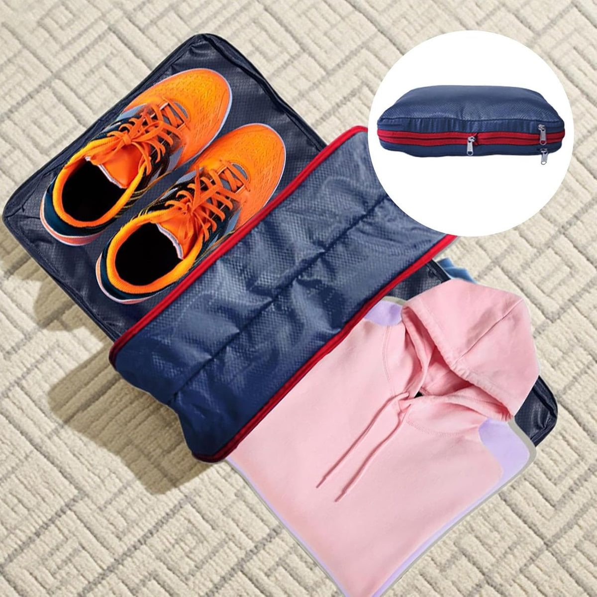 Packing Cubes for Travel,Double-Zone Storage Pouch - Luggage Storage Travel Compression Cube - for Vacation Short Trips Moving Clothes Shoes Toys Dolls
