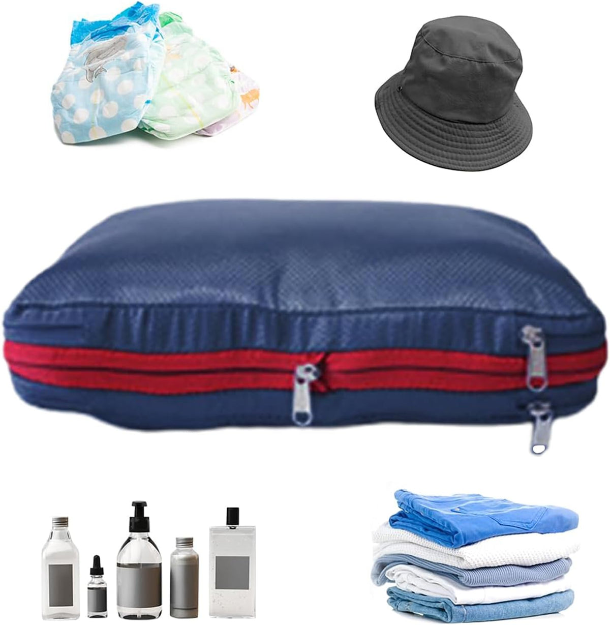 Packing Cubes for Travel,Double-Zone Storage Pouch - Luggage Storage Travel Compression Cube - for Vacation Short Trips Moving Clothes Shoes Toys Dolls