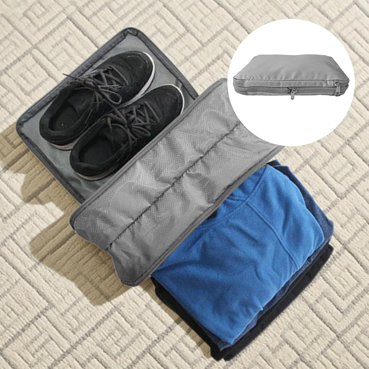 Packing Cubes for Travel,Double-Zone Storage Pouch - Luggage Storage Travel Compression Cube - for Vacation Short Trips Moving Clothes Shoes Toys Dolls