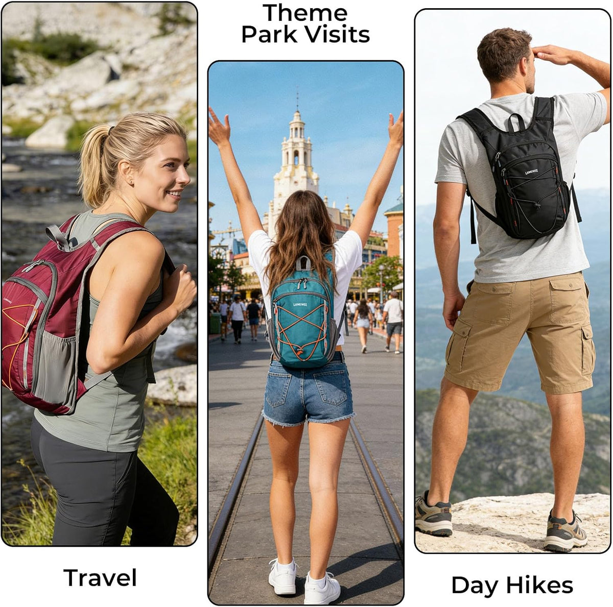 13L Small Hiking Backpack for Women Men, Lightweight Foldable Day pack, Packable Daypack for Travel, Camping (Teal)