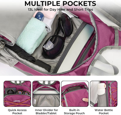 13L Small Hiking Backpack for Women Men, Lightweight Foldable Day pack, Packable Daypack for Travel, Camping (Teal)