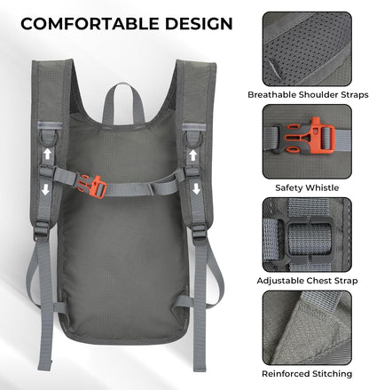 13L Small Hiking Backpack for Women Men, Lightweight Foldable Day pack, Packable Daypack for Travel, Camping (Teal)