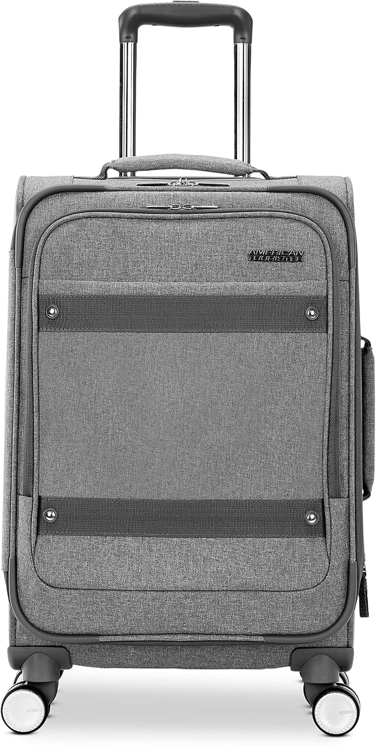 Whim Softside Expandable Luggage with Spinners, Grey, 2PC SET (Carry-on/Medium)