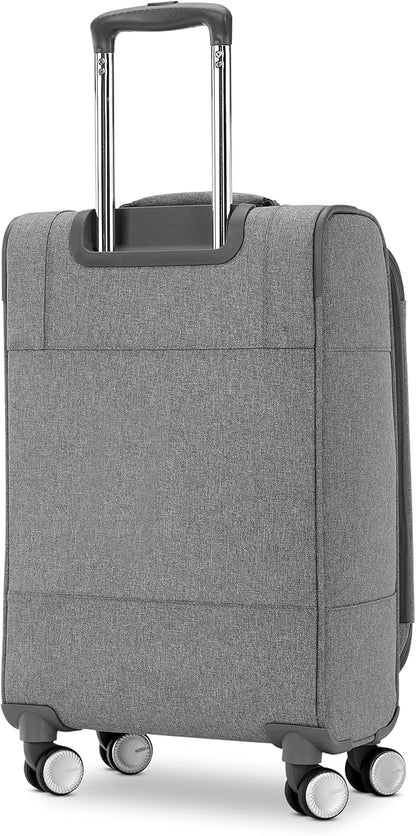 Whim Softside Expandable Luggage with Spinners, Grey, 2PC SET (Carry-on/Medium)