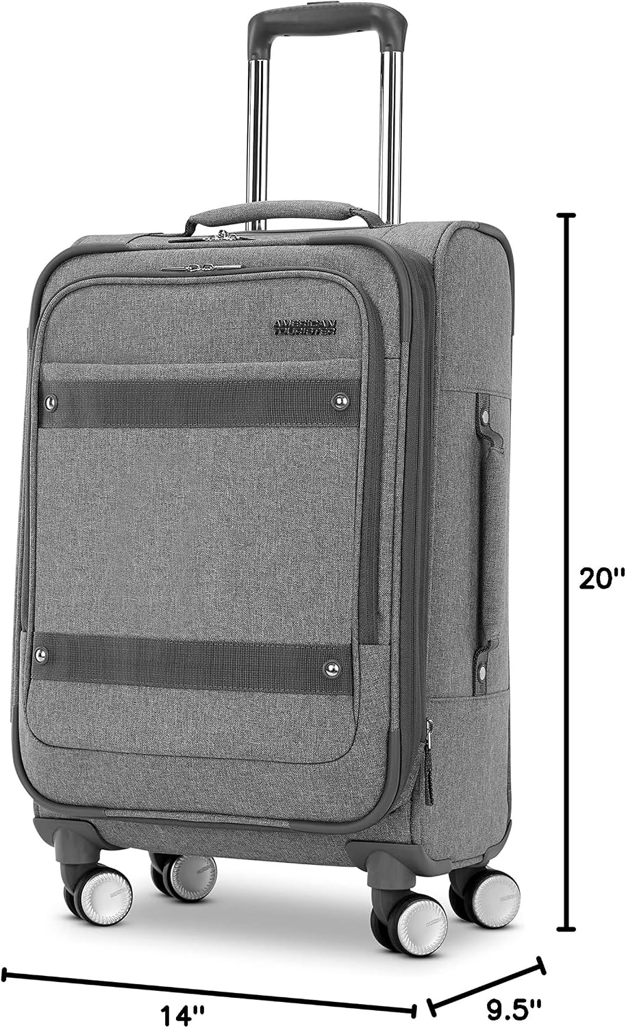 Whim Softside Expandable Luggage with Spinners, Grey, 2PC SET (Carry-on/Medium)