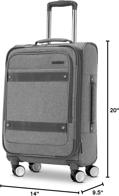 Whim Softside Expandable Luggage with Spinners, Grey, 2PC SET (Carry-on/Medium)