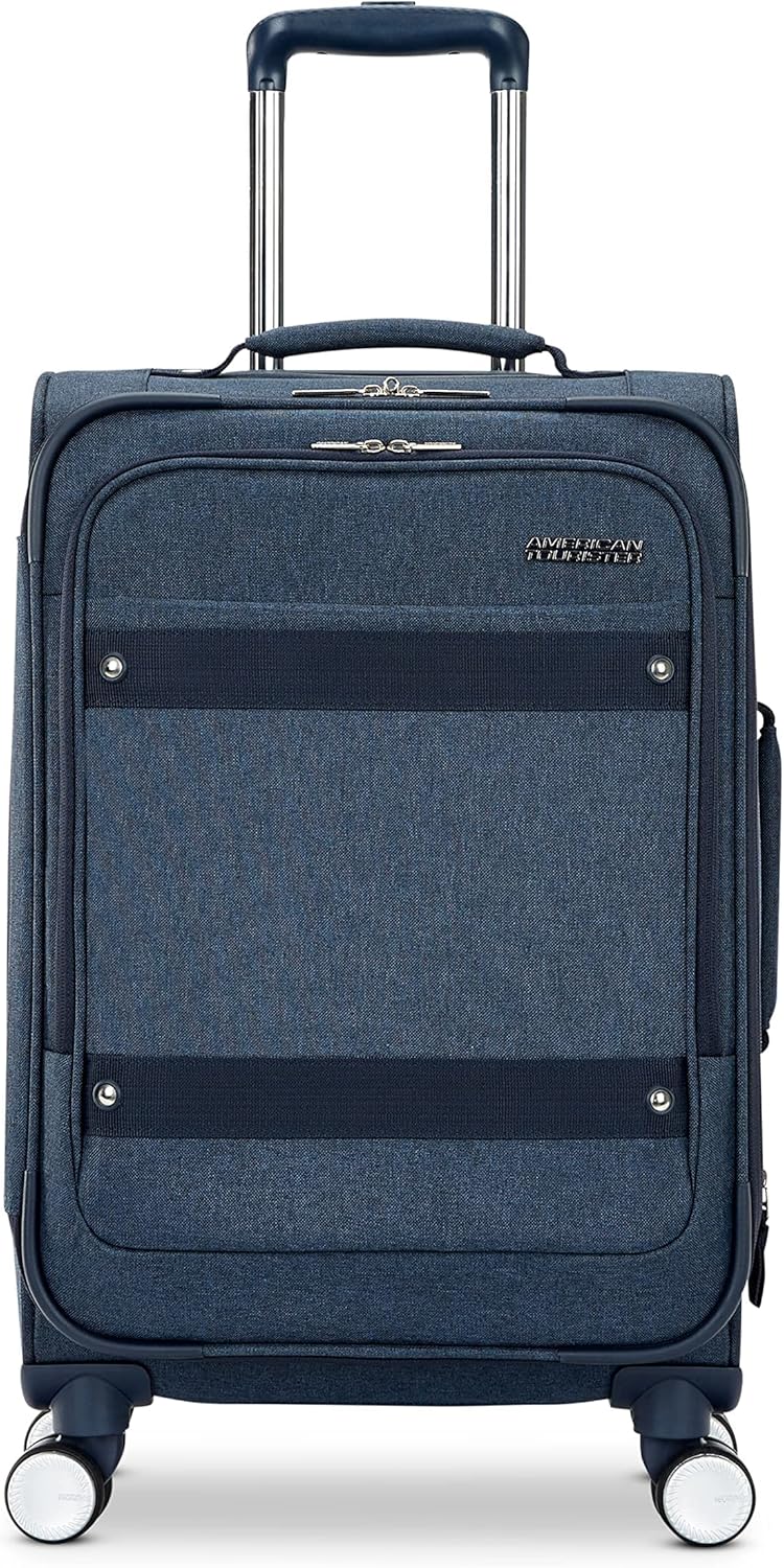 Whim Softside Expandable Luggage with Spinners, Grey, 2PC SET (Carry-on/Medium)