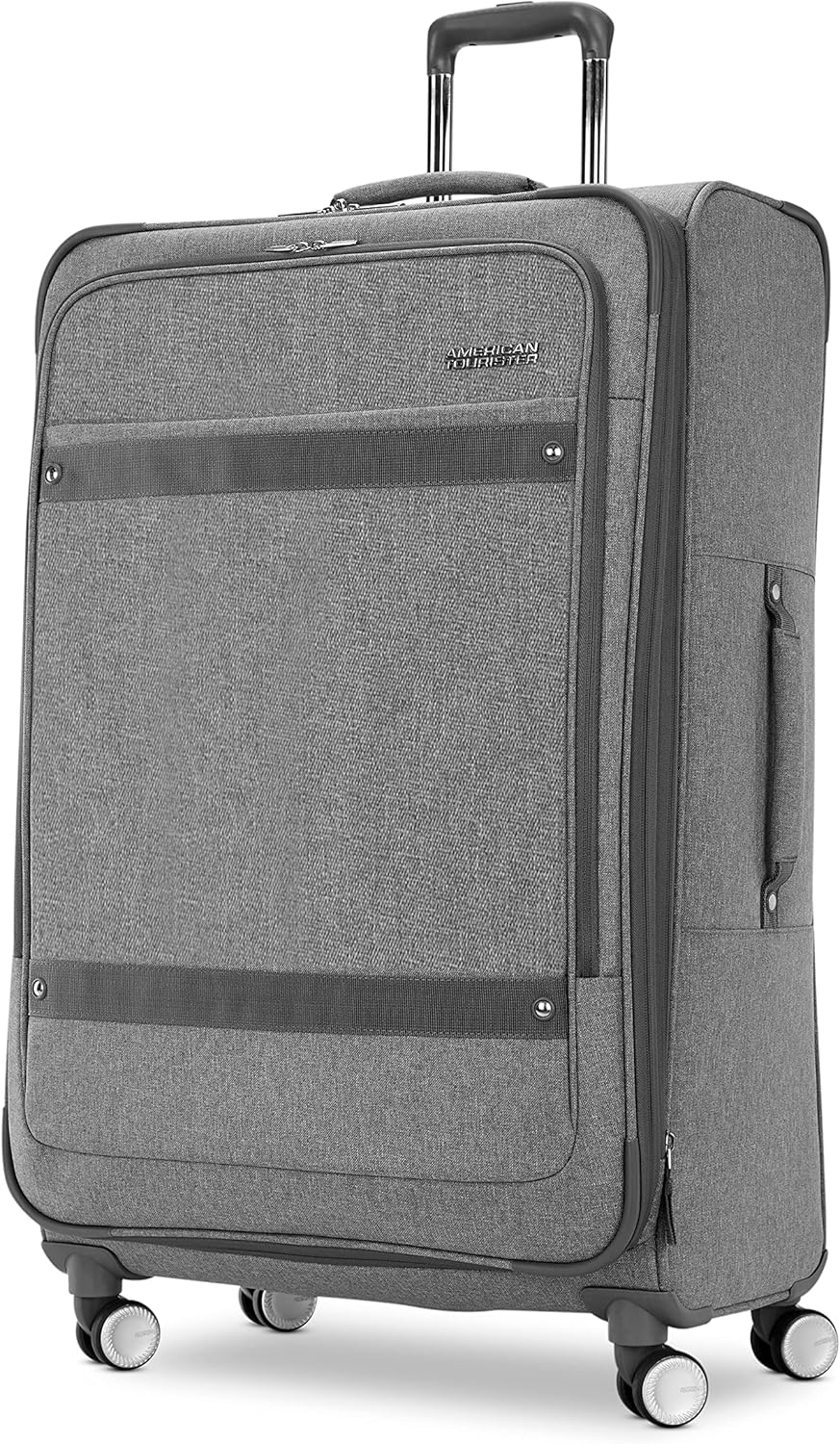 Whim Softside Expandable Luggage with Spinners, Grey, 2PC SET (Carry-on/Medium)