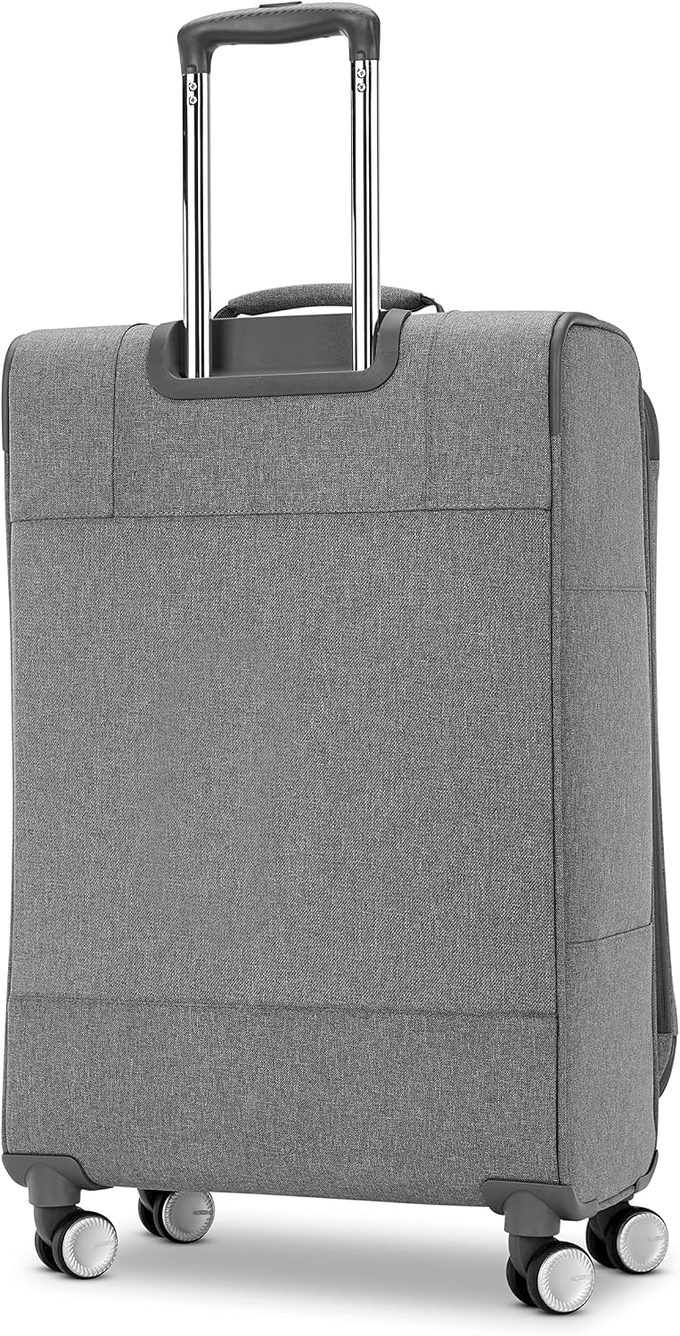 Whim Softside Expandable Luggage with Spinners, Grey, 2PC SET (Carry-on/Medium)