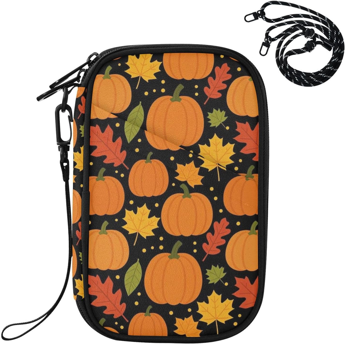 Travel Document Organizer 8.26×5.51×1.18 In | Scratch Resistant Polyester Full Print Multi-Way Carry for Men Women Vacation Mint Strawberries