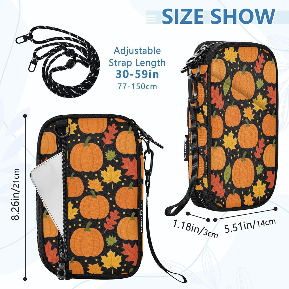 Travel Document Organizer 8.26×5.51×1.18 In | Scratch Resistant Polyester Full Print Multi-Way Carry for Men Women Vacation Mint Strawberries