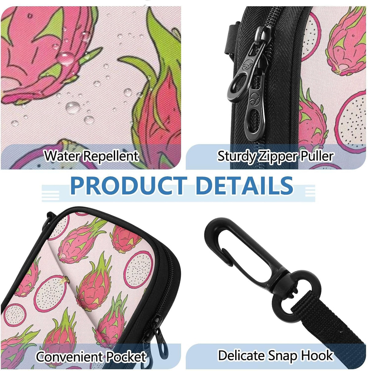 Travel Document Organizer 8.26×5.51×1.18 In | Scratch Resistant Polyester Full Print Multi-Way Carry for Men Women Vacation Mint Strawberries